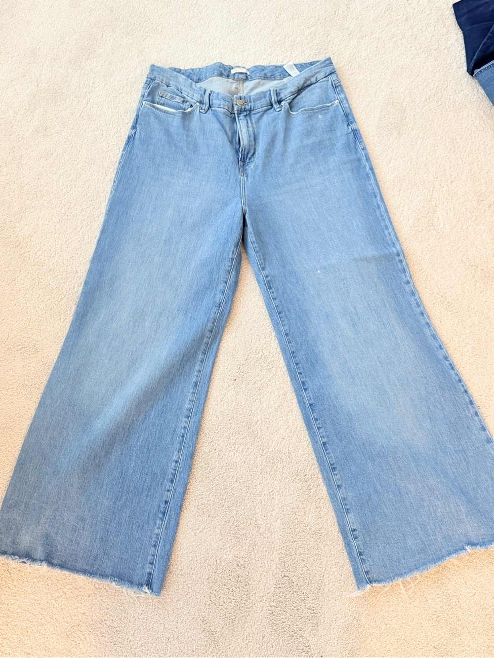 Good American Palazzo High-Rise Wide Leg Jeans in Light Blue Denim - Size 18